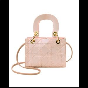 Metal Ring Rhombus Shoulder Bag With Handle